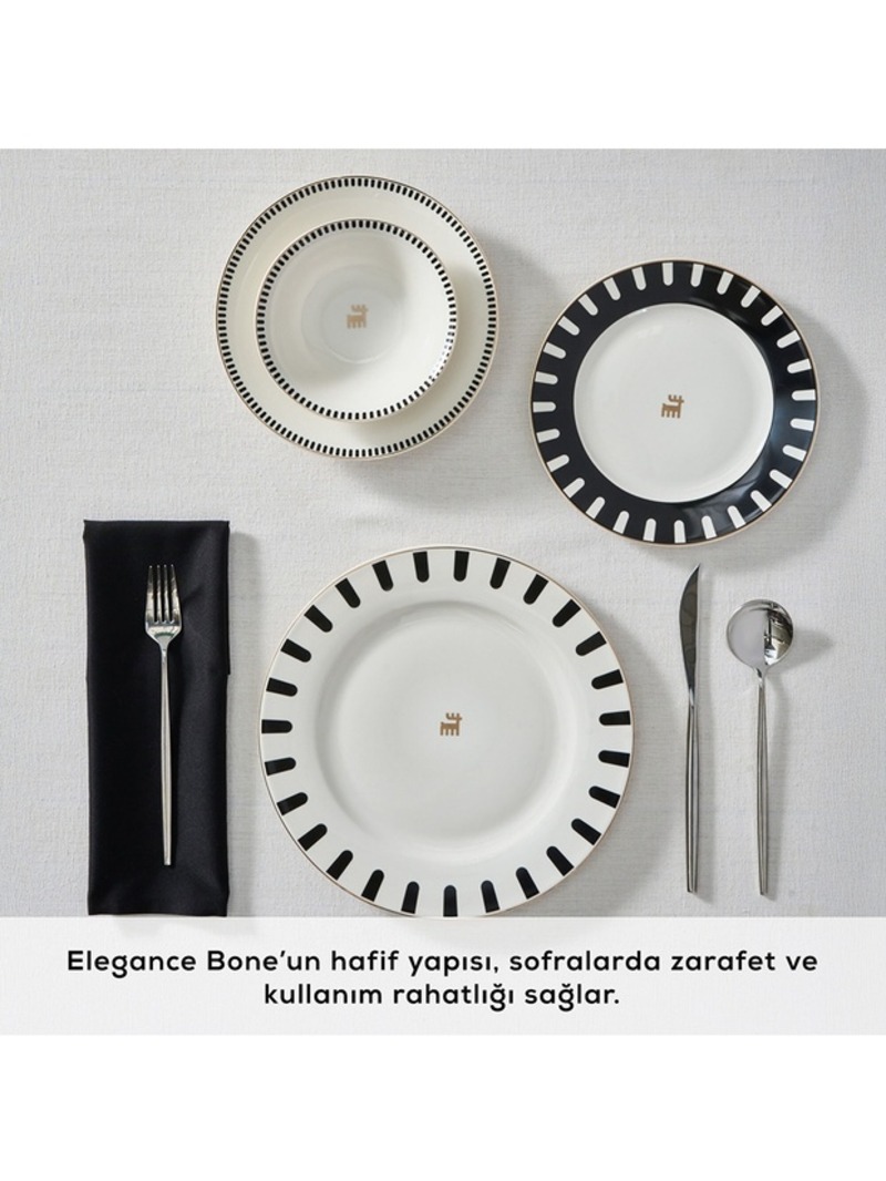 Karaca Elegance Bone 50.Yıl İmza Koleksiyonu Kore 24 Parça 6 Kişilik Yemek Takımı görsel 4