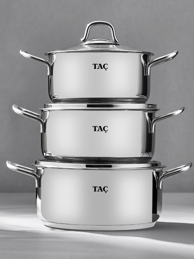 Taç Bengü Pro 6 Parça Paslanmaz Çelik Tencere Seti (16-18-20 cm)