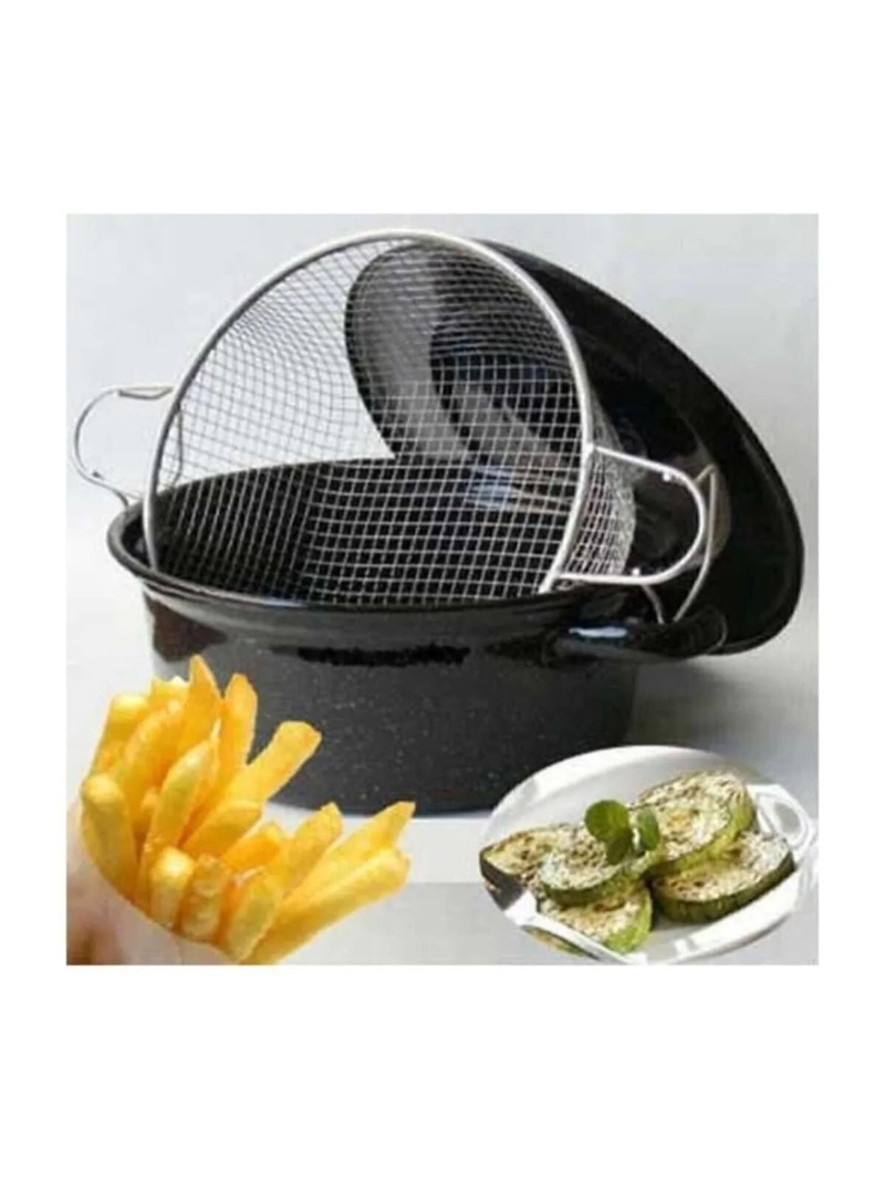 Genel Markalar Siyah Kapaklı Emaye Cips Fritöz Kızartma Tenceresi - Pratik ve Kullanışlı görsel 5