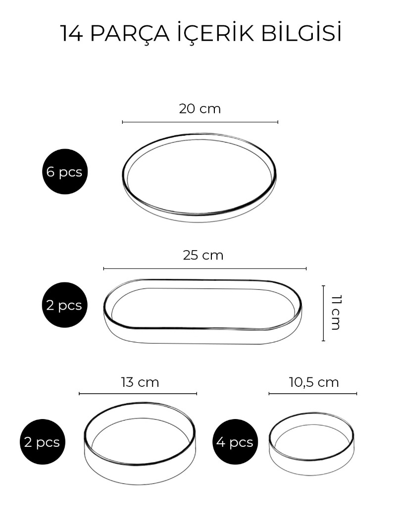 Kitchen Life 14 Parça 6 Kişilik Axial Stackable Kahvaltı Takımı - Lüx Kahvaltılık Sunum Seti Tabağı görsel 5