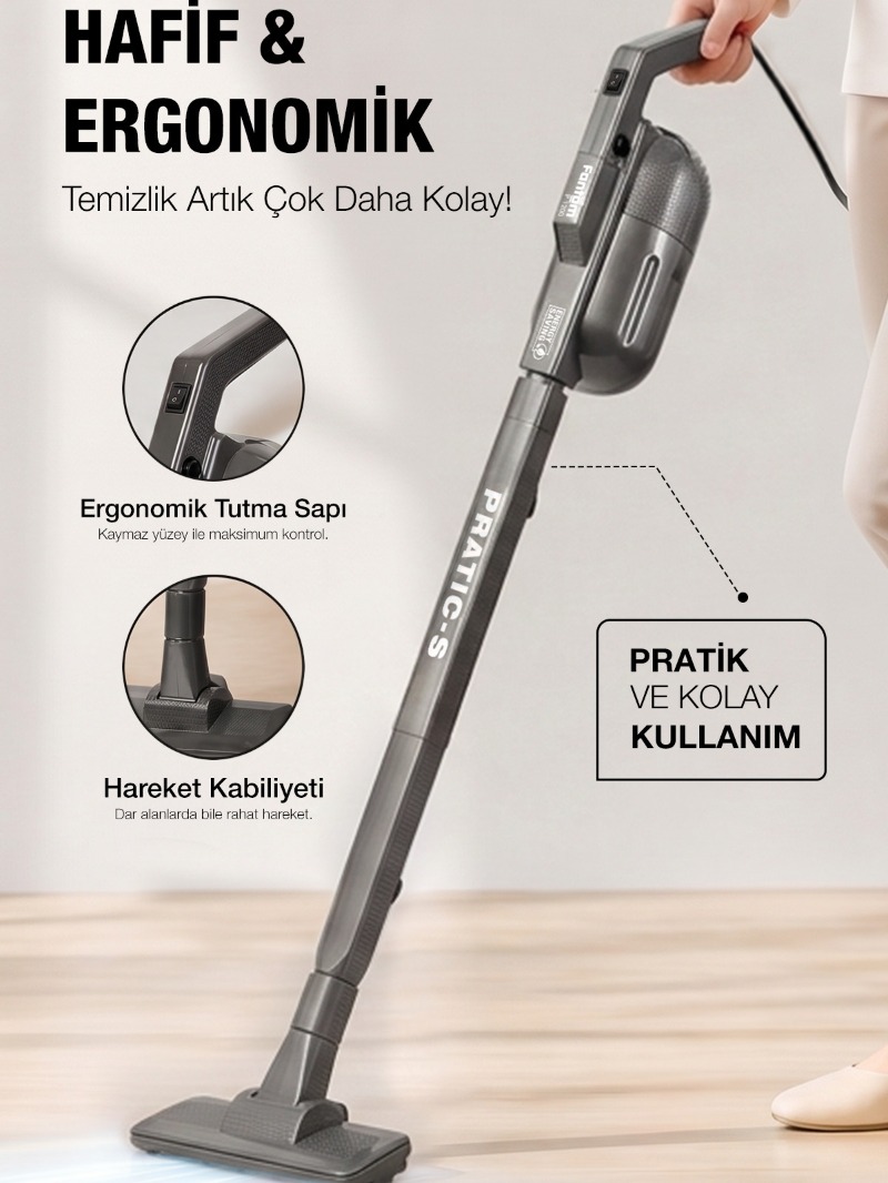 FANTOM Pratıc-S P1200 Toz Torbasız Dikey Süpürge Antrasit görsel 10
