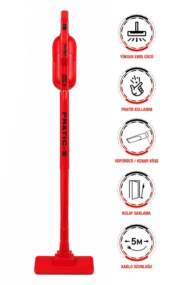 FANTOM Pratıc-S P1200 Toz Torbasız Dikey Süpürge Kırmızı
