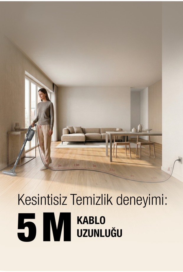 FANTOM Pratic Aır Power P 1250 Antrasit Torbasız Dönebilen Turbo Başlıklı Dikey Süpürge görsel 15