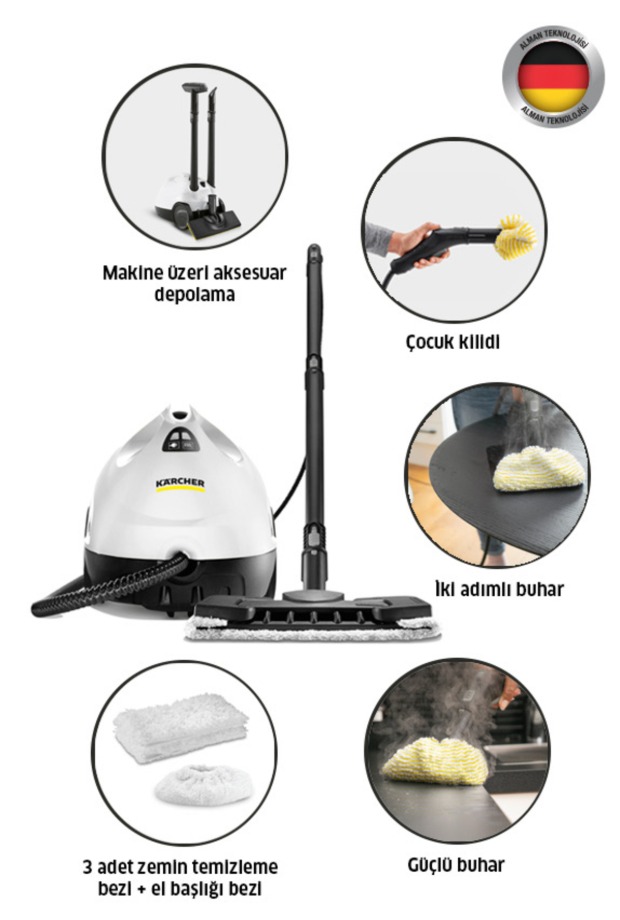Karcher Kst 2 Cloth Set 1500W 3.2 Bar Buharlı Temizlik Makinesi - Beyaz