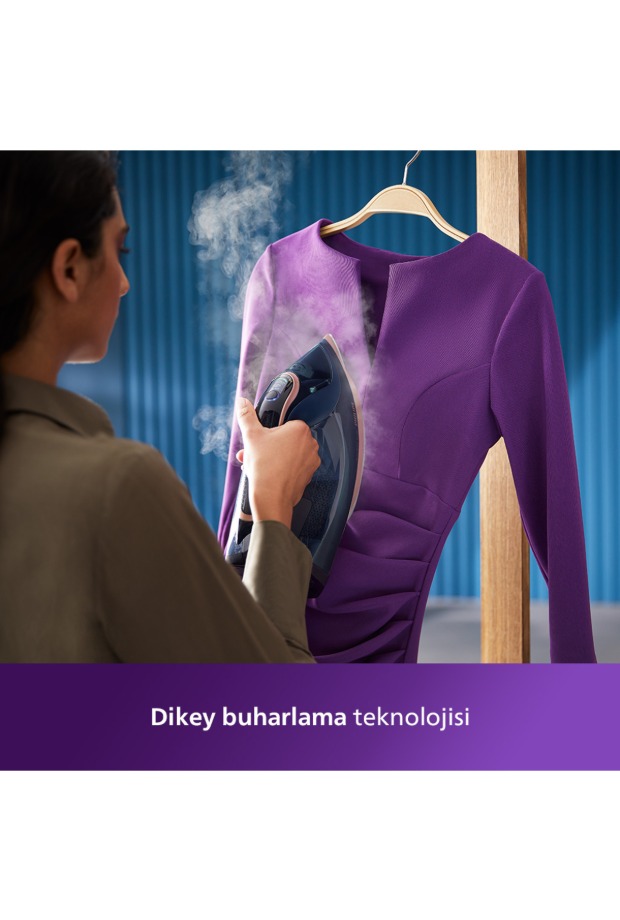 Philips 8000 Serisi Azur Buharlı Ütü, 3000W, 260 g Turbo Şok Buhar, Sıfır Yanık Riski, DST8050/20 görsel 6