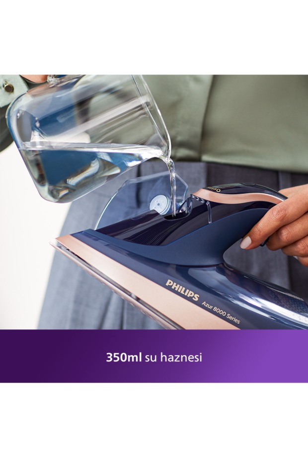 Philips 8000 Serisi Azur Buharlı Ütü, 3000W, 260 g Turbo Şok Buhar, Sıfır Yanık Riski, DST8050/20 görsel 7