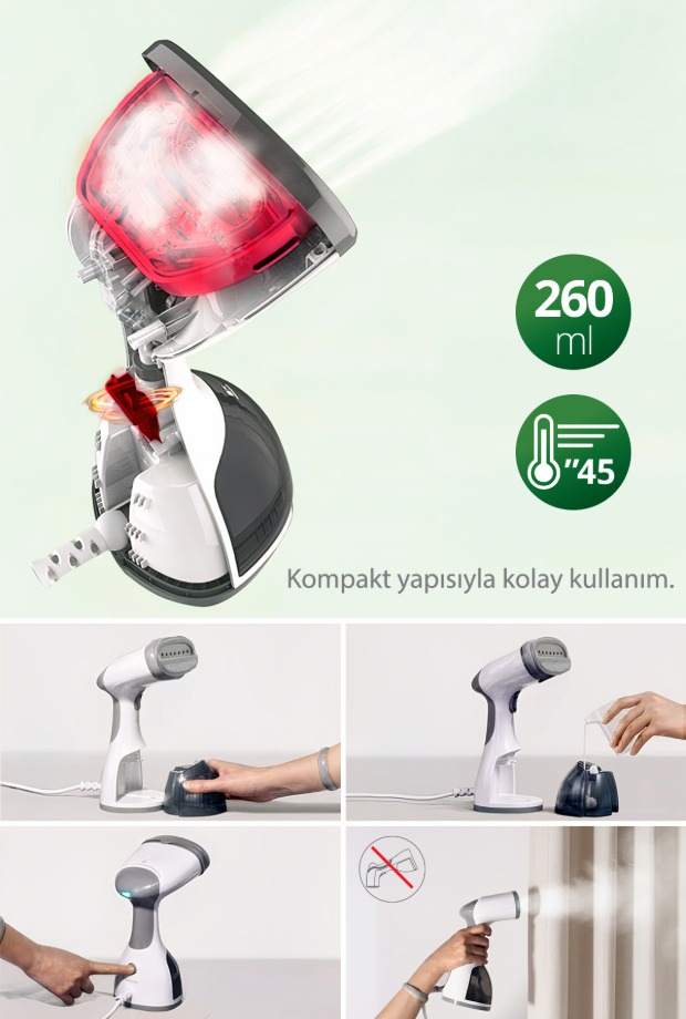 Kiwi Ksı 650 1200w Portatif Buharlı Kırışık Giderici Dikey Ütü görsel 5