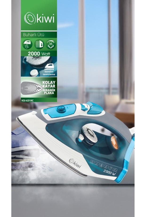 Kiwi KSI 6319C Seramik Tabanlı Ütü Buharlı 2000W