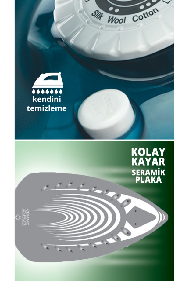 Kiwi KSI 6319C Seramik Tabanlı Ütü Buharlı 2000W görsel 2