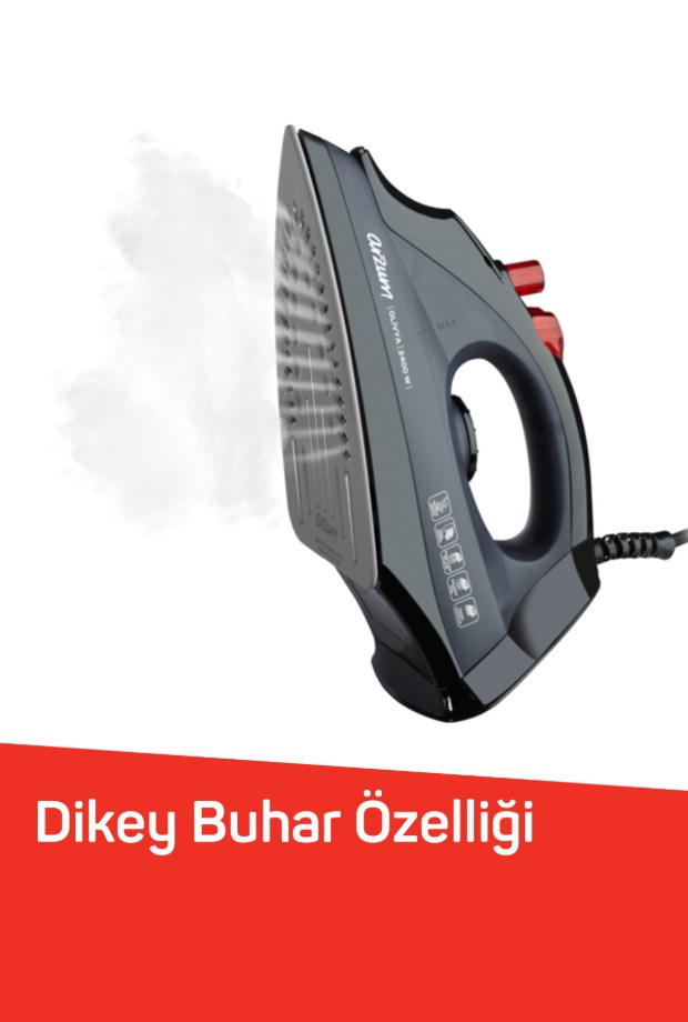 Arzum AR684 Olivya Buharlı Ütü 2400W, Seramik Taban, Dikey Buhar, Şok Buhar, Damlama Önleme, Siyah görsel 4