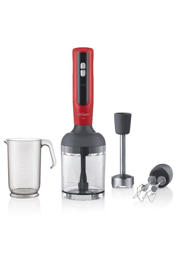 Arzum AR1092 Mano 1700W Turbo El Blender Seti Paslanmaz Çelik Bıçak, Doğrayıcı & Çırpıcı – Kırmızı görsel 5