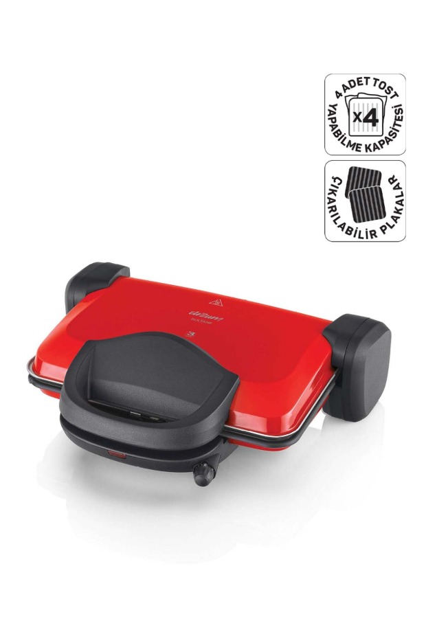 Arzum Sultane Tost Makinesi AR2007 Izgara Granit 1800 Watt Kırmızı 