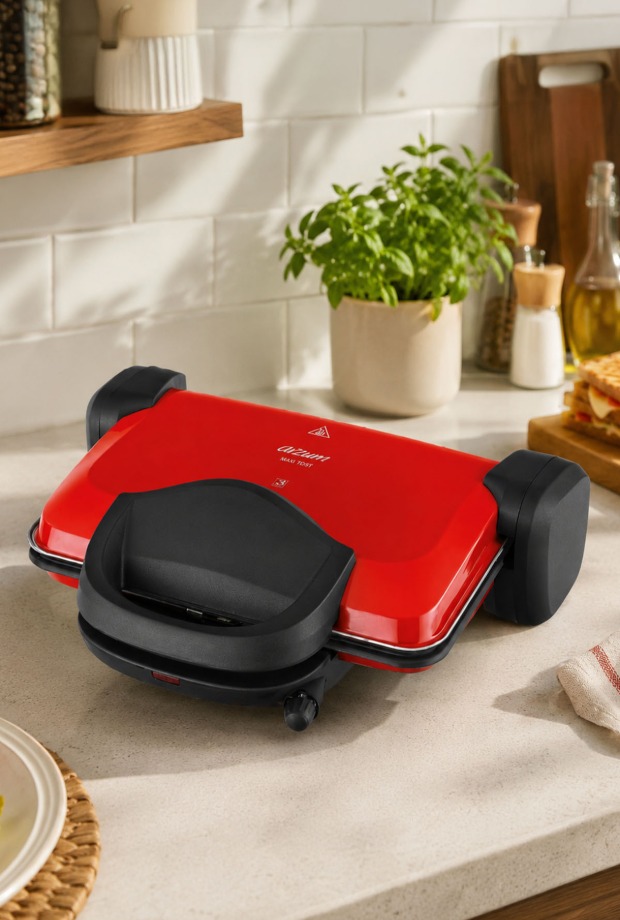 Arzum Sultane Tost Makinesi AR2007 Izgara Granit 1800 Watt Kırmızı  görsel 2