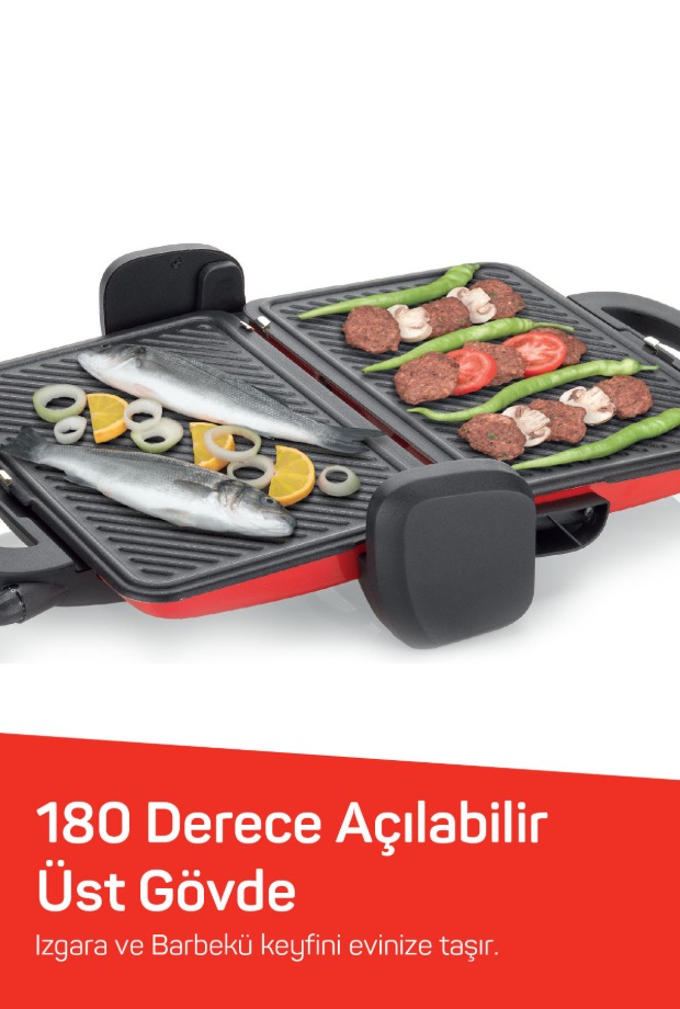 Arzum Sultane Tost Makinesi AR2007 Izgara Granit 1800 Watt Kırmızı  görsel 4