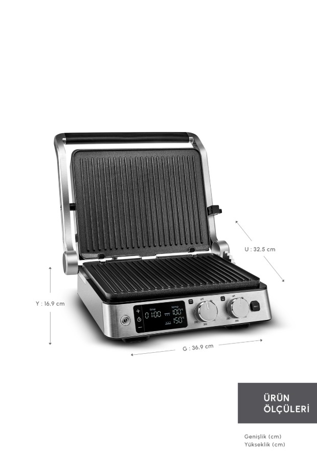 Karaca Compact Steel Sear and Grill Inox 2008 Izgara ve Tost Makinesi görsel 3