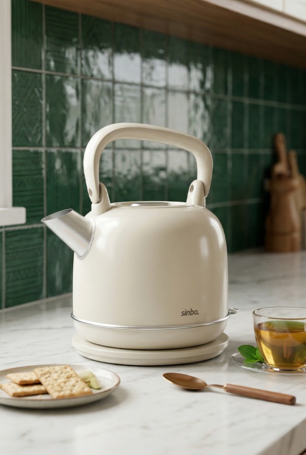 Sinbo SK-8035 Bej Retro Kettle 2.2L Paslanmaz Çelik Elektrikli Su Isıtıcı 360° Kablosuz 1800W