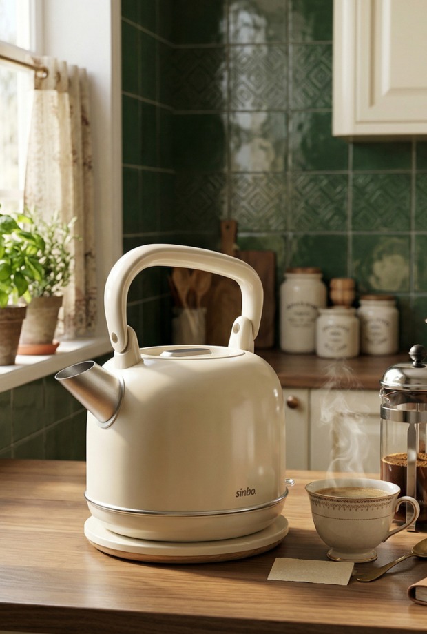 Sinbo SK-8035 Bej Retro Kettle 2.2L Paslanmaz Çelik Elektrikli Su Isıtıcı 360° Kablosuz 1800W görsel 5