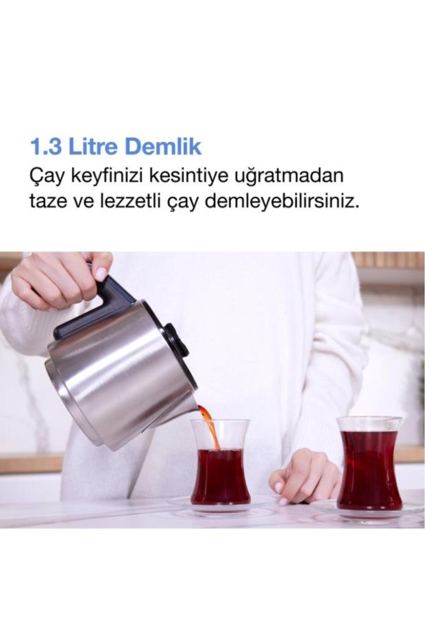 Fakir Chailand Çay Makinesi Inox Çelik Demlikli 1.8L Gizli Rezistans Otomatik Kapanma Çaycı görsel 4