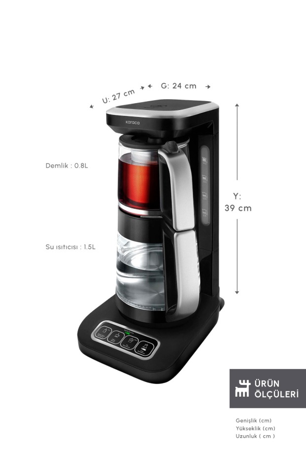 Karaca Çaysever Robotea Pro Connect 4 in 1 Konuşan Cam Çay Makinesi Silver görsel 2