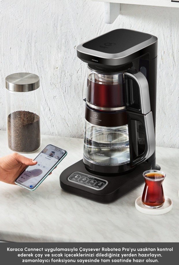 Karaca Çaysever Robotea Pro Connect 4 in 1 Konuşan Cam Çay Makinesi Silver görsel 7