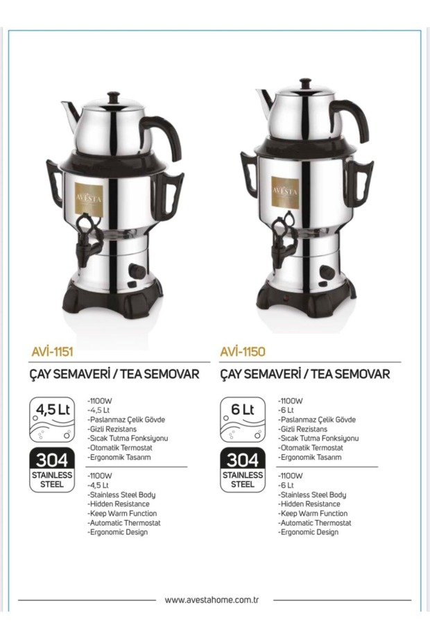 Genel Markalar 4.5 LT AVESTA Elektrikli Semaver Ev Ofis Çay Makinesi Paslanmaz Çelik Gizli Rezistans görsel 5