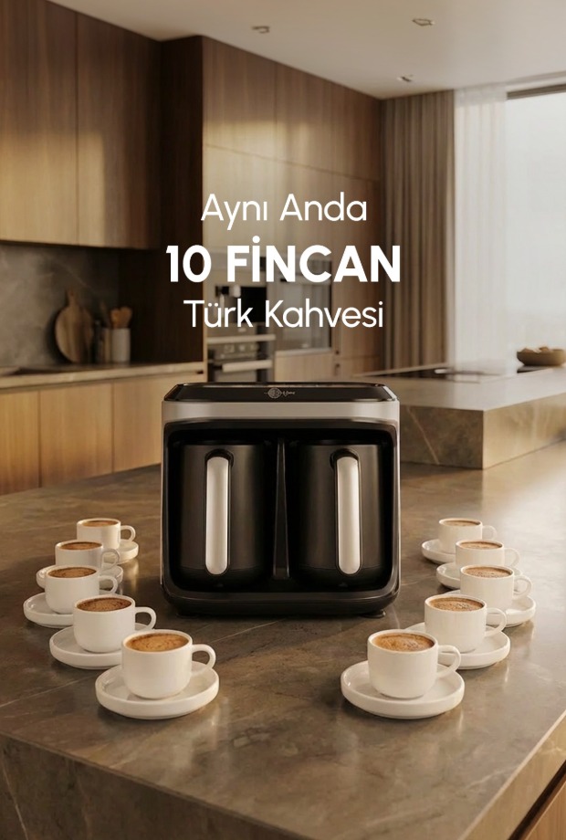 Karaca Hatır Hüp Düet 10 Fincan Kapasiteli Bol Köpüklü Aromalı, Közde ve Türk Kahve Makinesi Uzay Gri