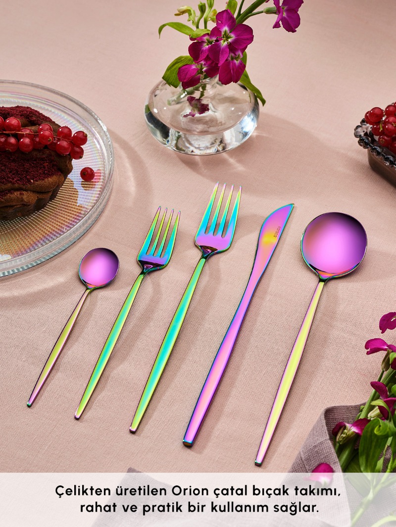 Karaca Orion Rainbow 30 Parça 6 Kişilik Çatal Kaşık Bıçak Seti görsel 5