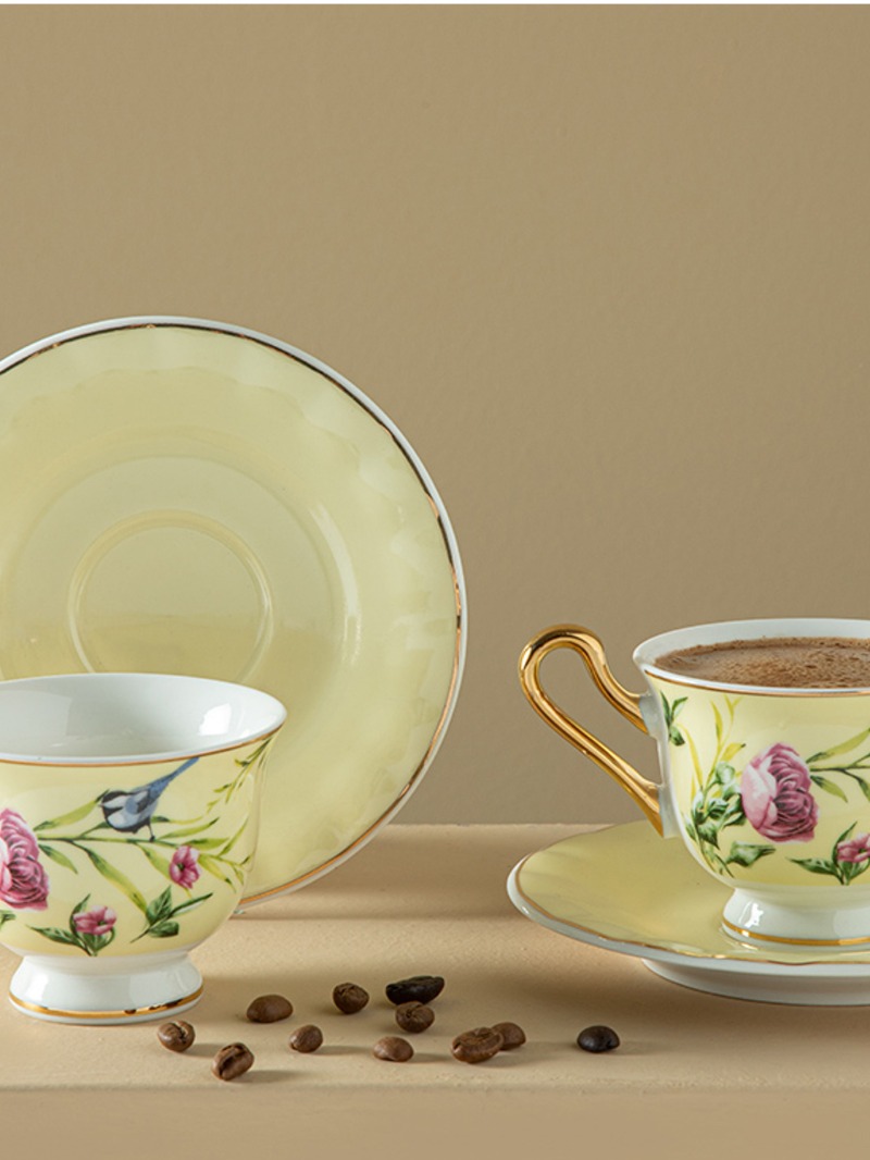 English Home Vanilla New Bone China 4 Parça 2 Kişilik Kahve Fıncan Takımı 90 Ml Açık Sarı
