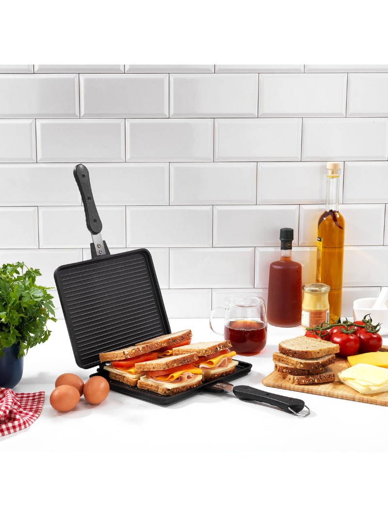 Schafer Tastemake XL Döküm Ocak Üstü Tost Izgara 20x26 Cm 2 Parça