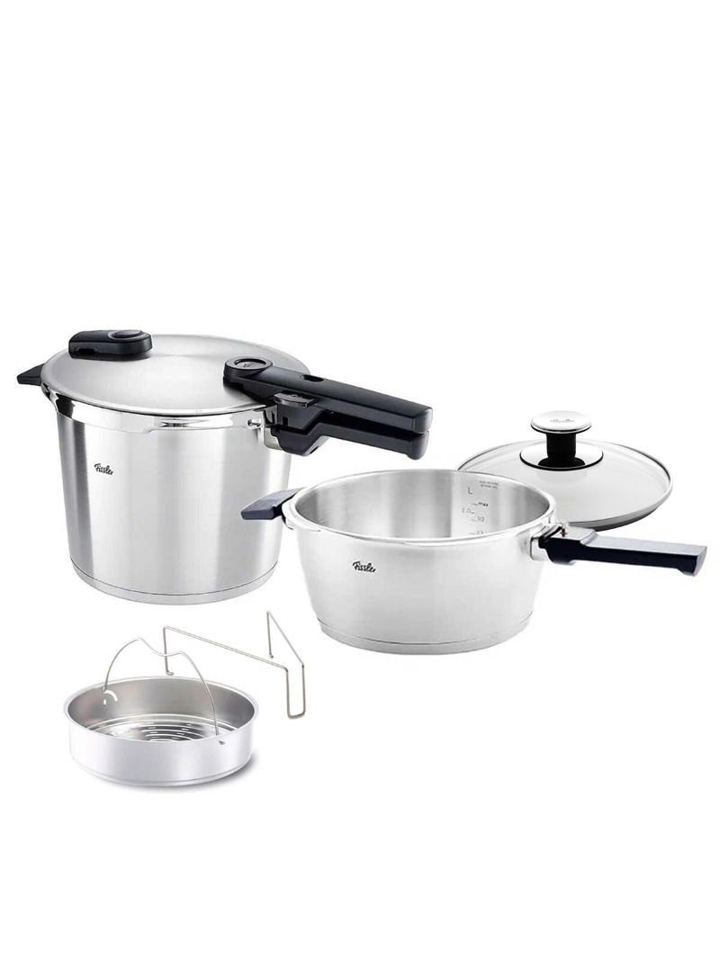Fissler Vitaquick Premium 6+3,5 Litre Düdüklü Tencere + Buharda Pişirme Aparatı