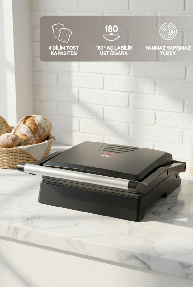 Sinbo SSM-2594 1000W Izgara ve Tost Makinesi 180° Açılabilir Yapışmaz Plaka